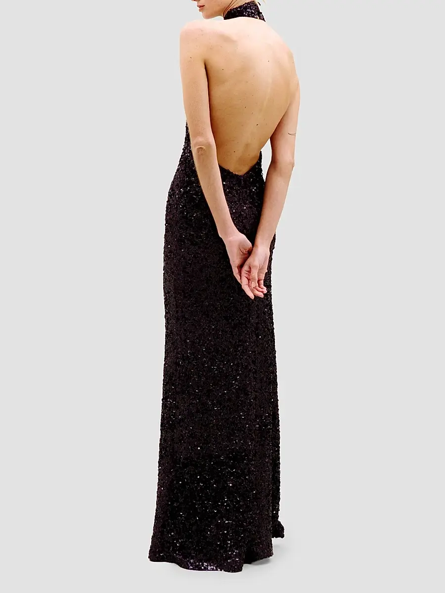 Silvia Tcherassi Women's Dido Sequined Halter Maxi Dress | Thumbnail 3 Silvia Tcherassi Women's Dido Sequined Halter Maxi Dress | Thumbnail 3