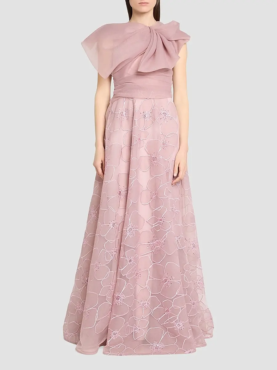 Talbot Runhof Women's Organza Floral Lace Gown | Thumbnail 2 Talbot Runhof Women's Organza Floral Lace Gown | Thumbnail 2