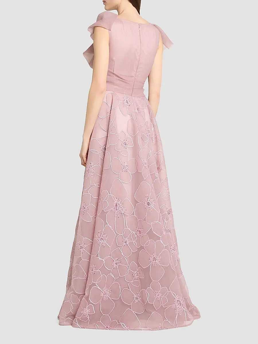 Talbot Runhof Women's Organza Floral Lace Gown | Thumbnail 3 Talbot Runhof Women's Organza Floral Lace Gown | Thumbnail 3