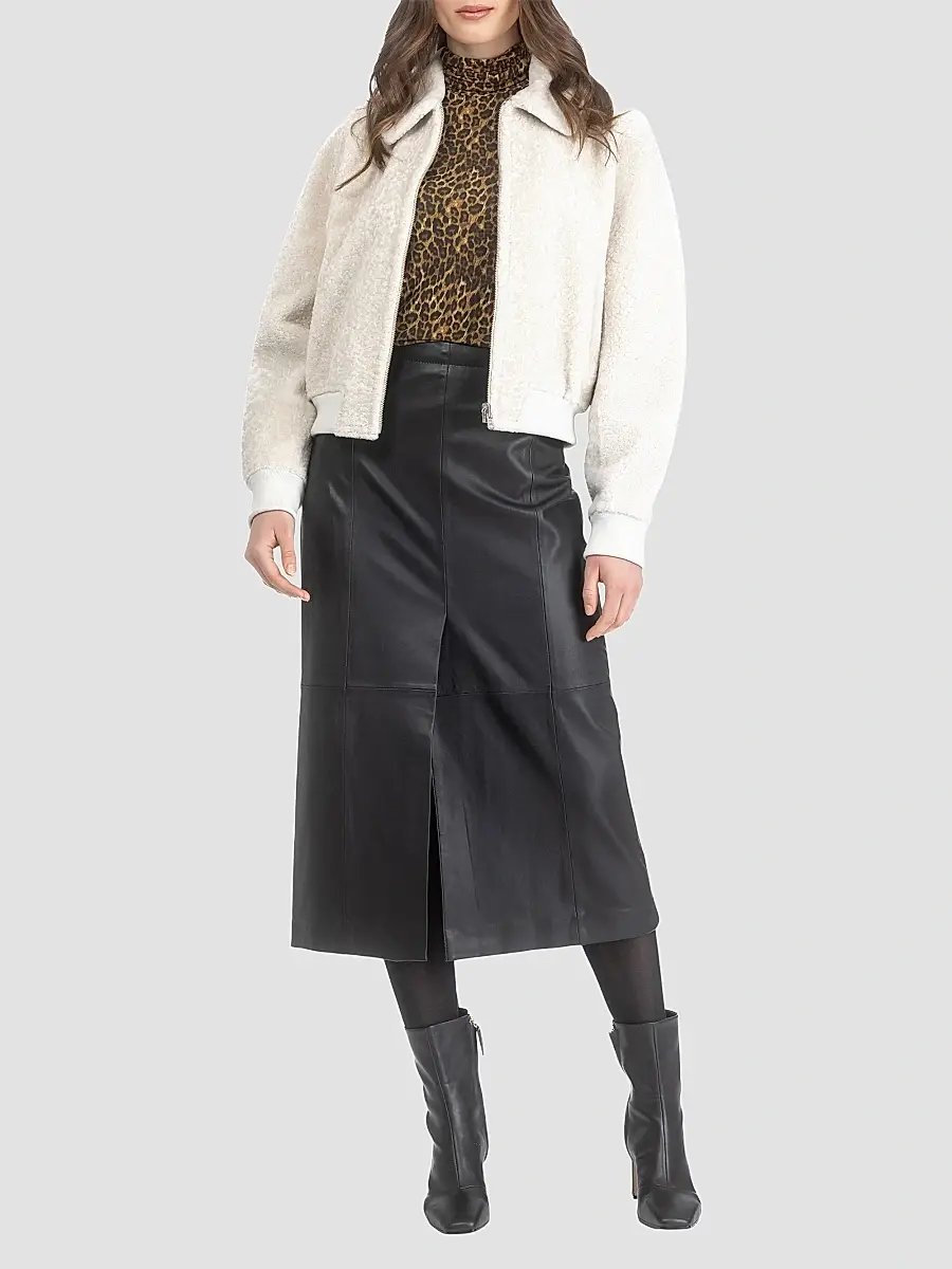 Gorski Women's Reversible Textured Shearling Lamb Zip Coat | Thumbnail 2 Gorski Women's Reversible Textured Shearling Lamb Zip Coat | Thumbnail 2