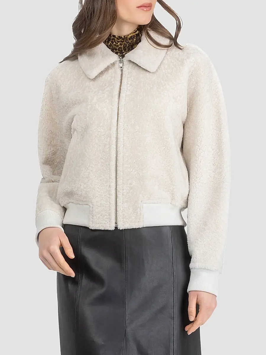 Gorski Women's Reversible Textured Shearling Lamb Zip Coat | Thumbnail 3 Gorski Women's Reversible Textured Shearling Lamb Zip Coat | Thumbnail 3