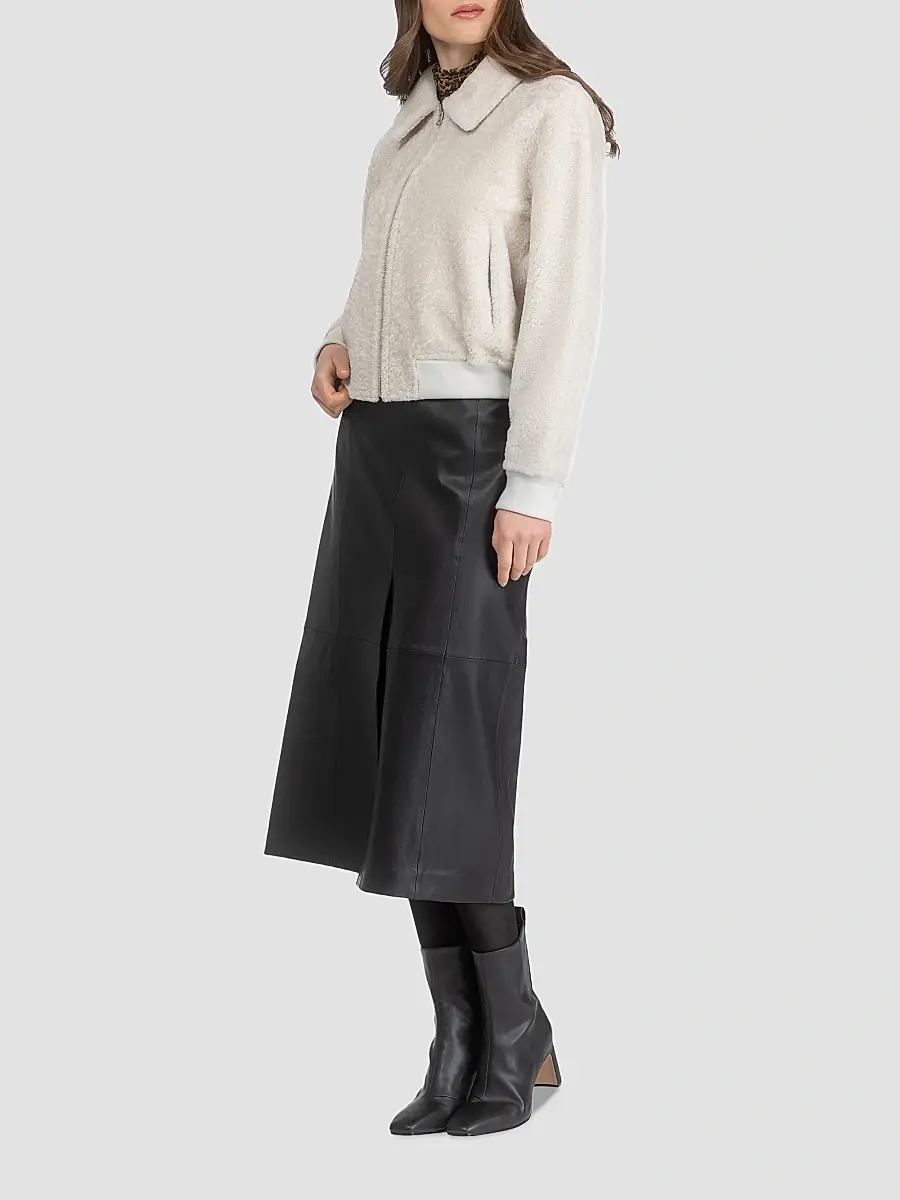 Gorski Women's Reversible Textured Shearling Lamb Zip Coat | Thumbnail 4 Gorski Women's Reversible Textured Shearling Lamb Zip Coat | Thumbnail 4