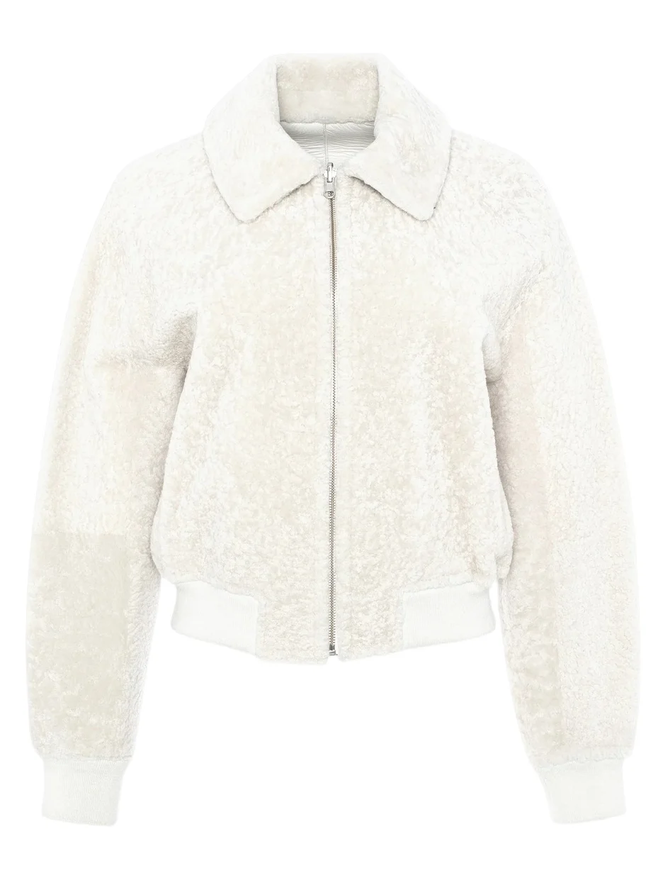 Women's Reversible Textured Shearling Lamb Zip Coat Women's Reversible Textured Shearling Lamb Zip Coat