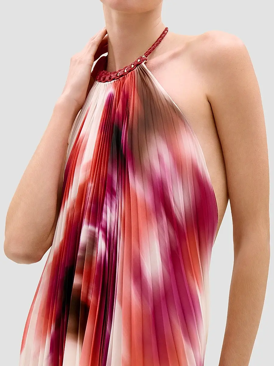 Silvia Tcherassi Women's Constanza Printed Pleated Halter Maxi Dress | Thumbnail 4 Silvia Tcherassi Women's Constanza Printed Pleated Halter Maxi Dress | Thumbnail 4
