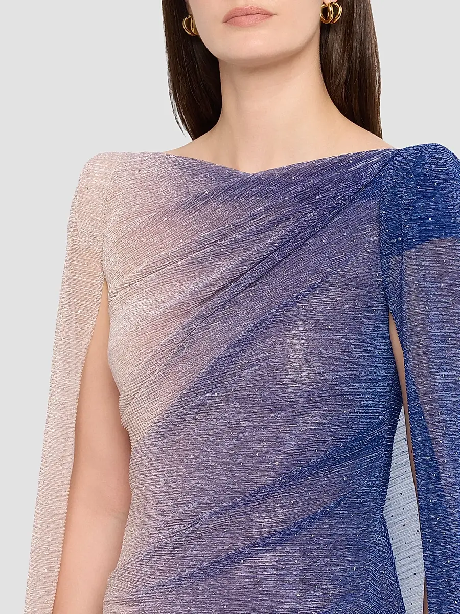 Talbot Runhof Women's Metallic Voile Cape Gown | Thumbnail 5 Talbot Runhof Women's Metallic Voile Cape Gown | Thumbnail 5