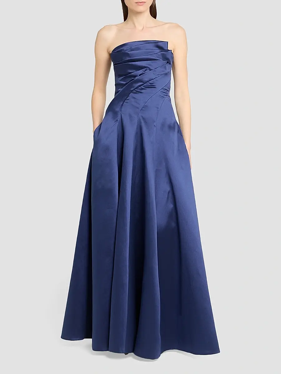 Talbot Runhof Women's Asymmetric Strapless Satin Stole | Thumbnail 2