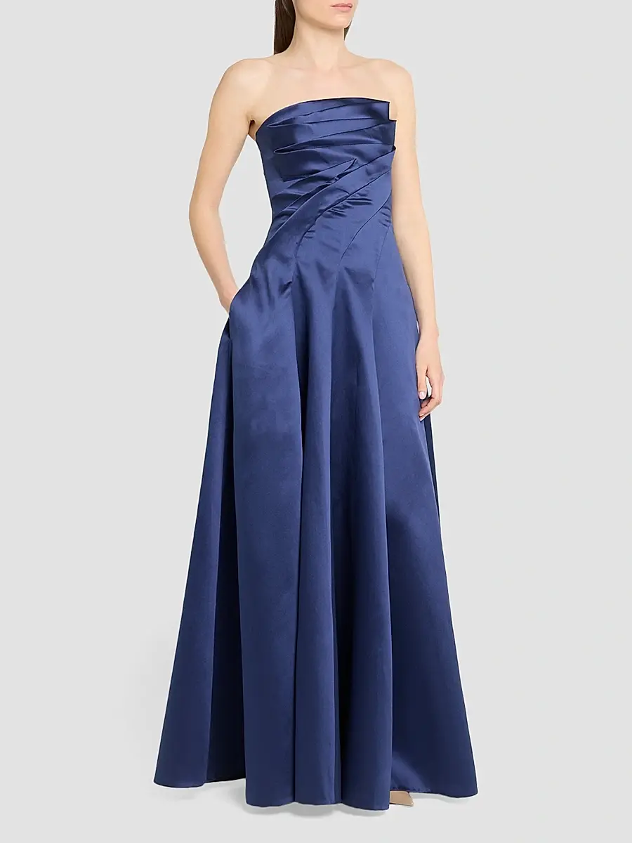Talbot Runhof Women's Asymmetric Strapless Satin Stole | Thumbnail 4