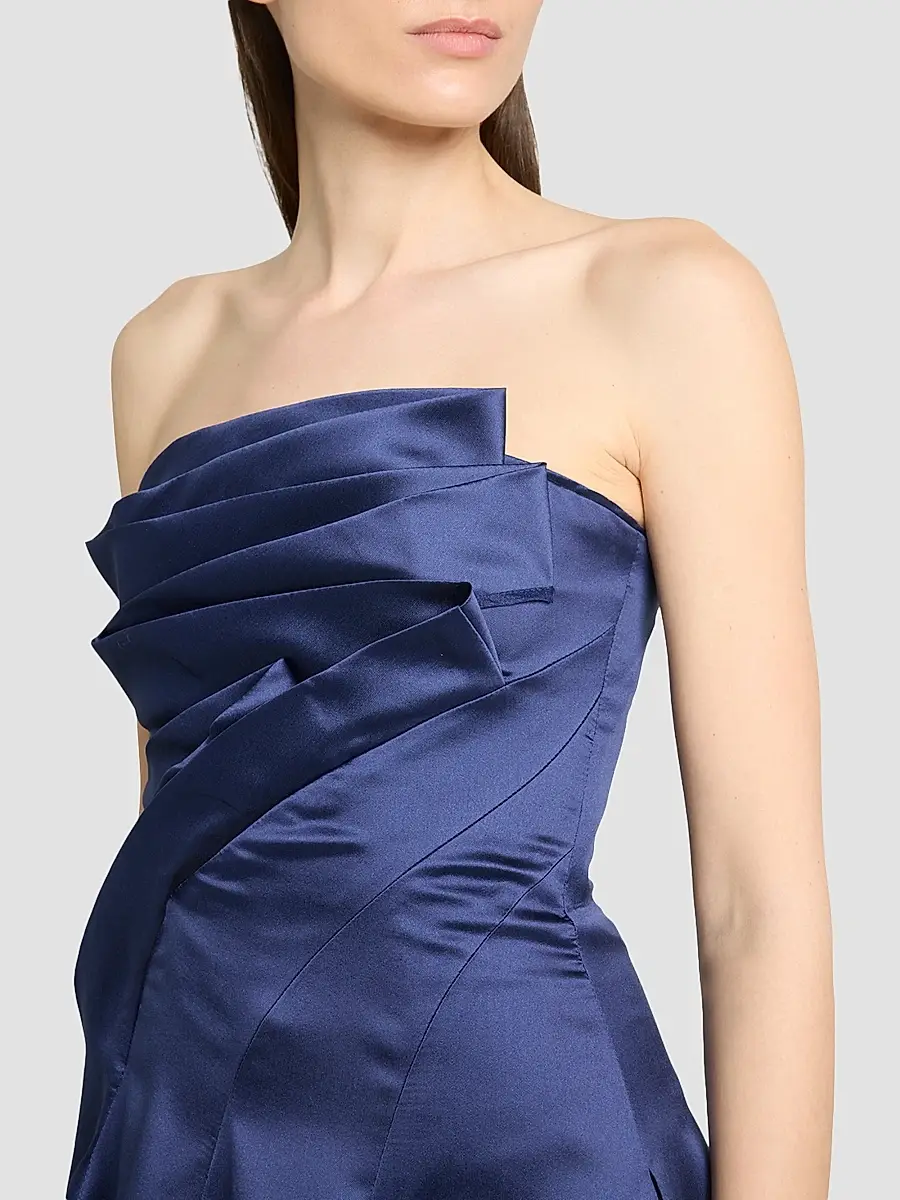 Talbot Runhof Women's Asymmetric Strapless Satin Stole | Thumbnail 5