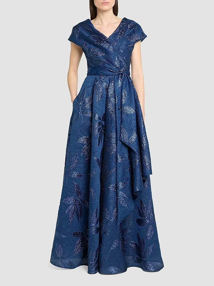 Talbot Runhof Women's Floral Jacquard Ballgown | Thumbnail 2 Talbot Runhof Women's Floral Jacquard Ballgown | Thumbnail 2