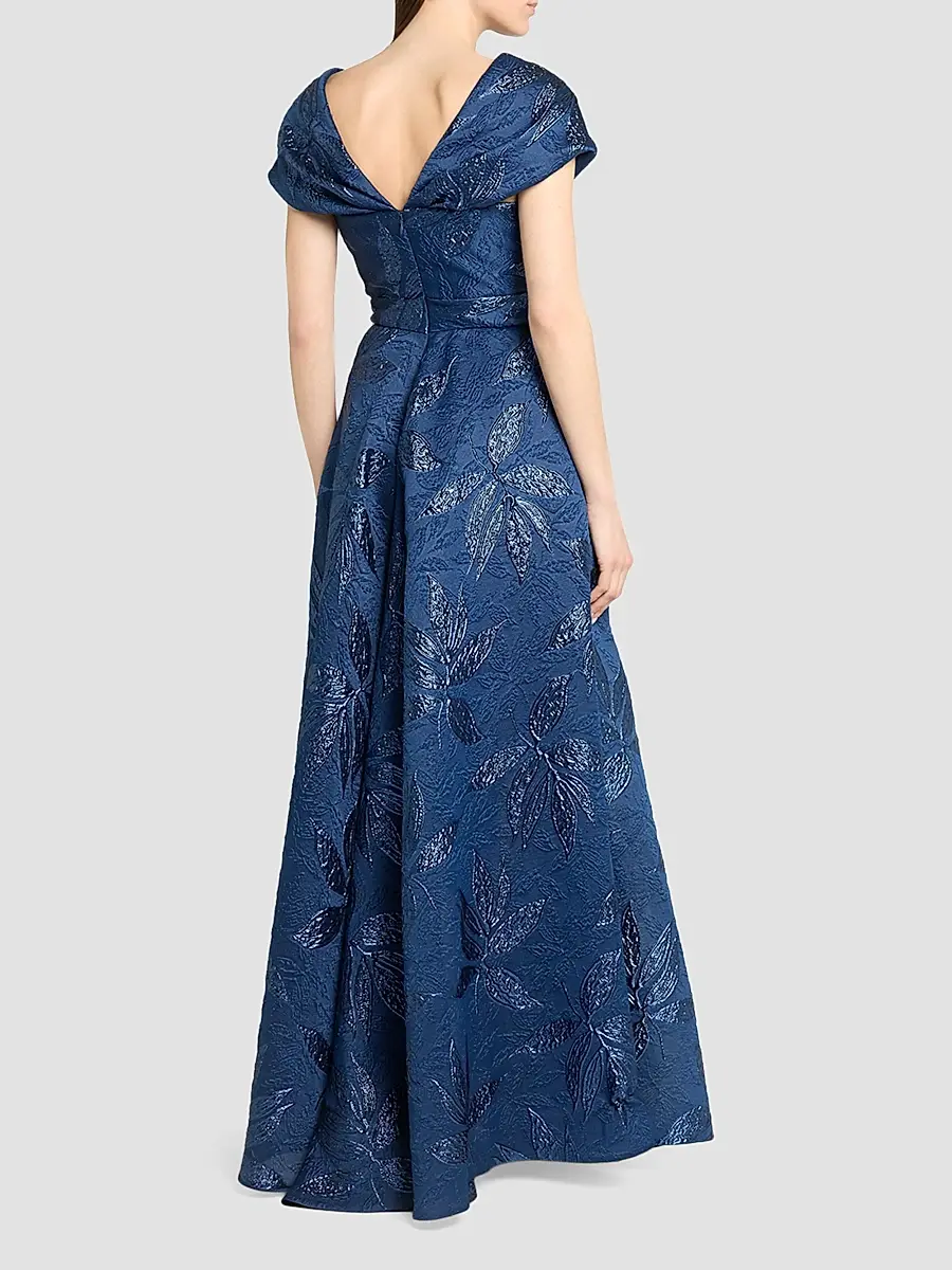 Talbot Runhof Women's Floral Jacquard Ballgown | Thumbnail 3 Talbot Runhof Women's Floral Jacquard Ballgown | Thumbnail 3