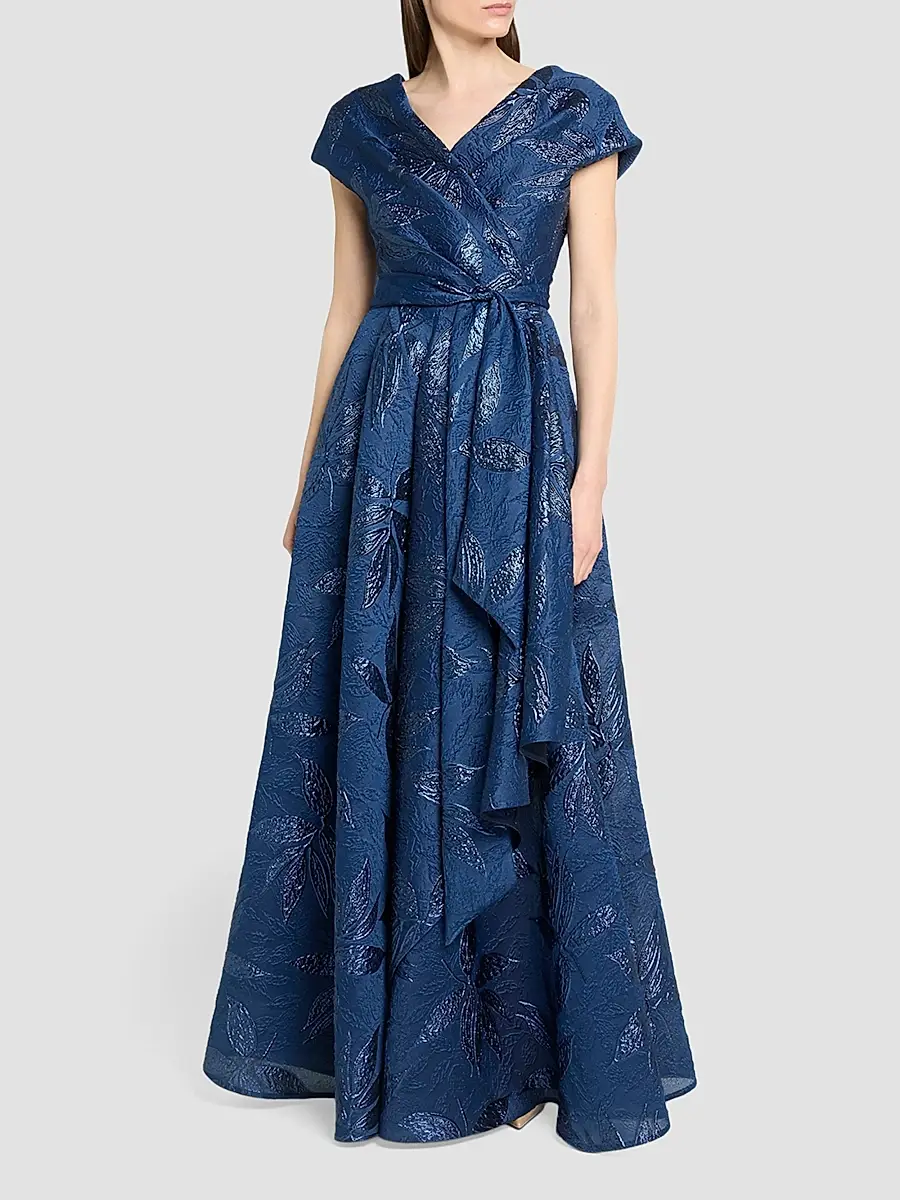Talbot Runhof Women's Floral Jacquard Ballgown | Thumbnail 4 Talbot Runhof Women's Floral Jacquard Ballgown | Thumbnail 4