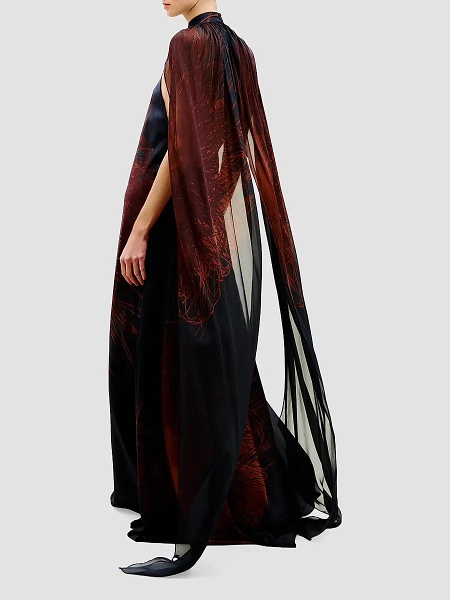 Silvia Tcherassi Women's Sabina Cape Halter Maxi Dress | Thumbnail 3 Silvia Tcherassi Women's Sabina Cape Halter Maxi Dress | Thumbnail 3