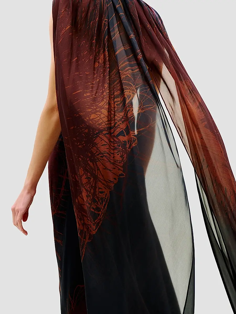 Silvia Tcherassi Women's Sabina Cape Halter Maxi Dress | Thumbnail 4 Silvia Tcherassi Women's Sabina Cape Halter Maxi Dress | Thumbnail 4