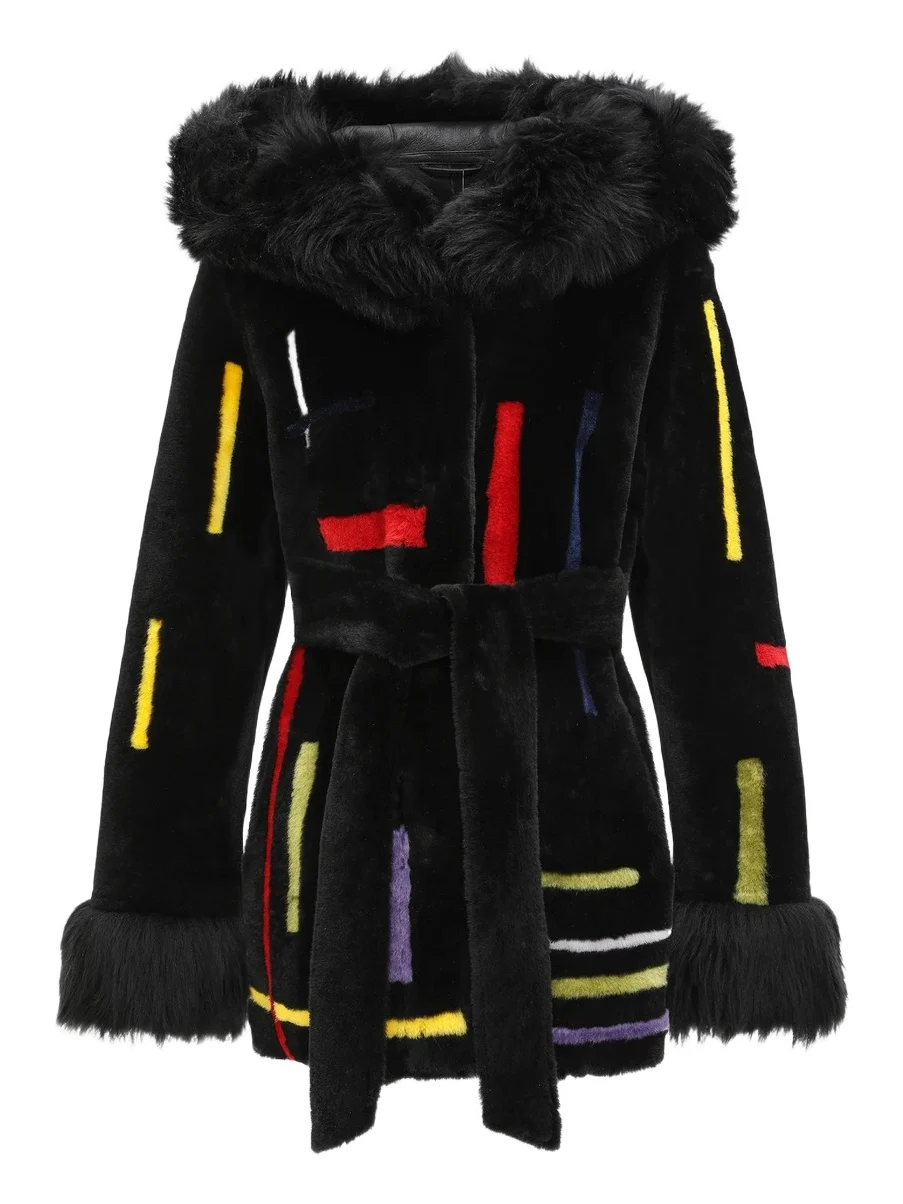 Gorski Women's Reversible Shearling Lamb Parka with Merinillo Shearling Lamb Hood
