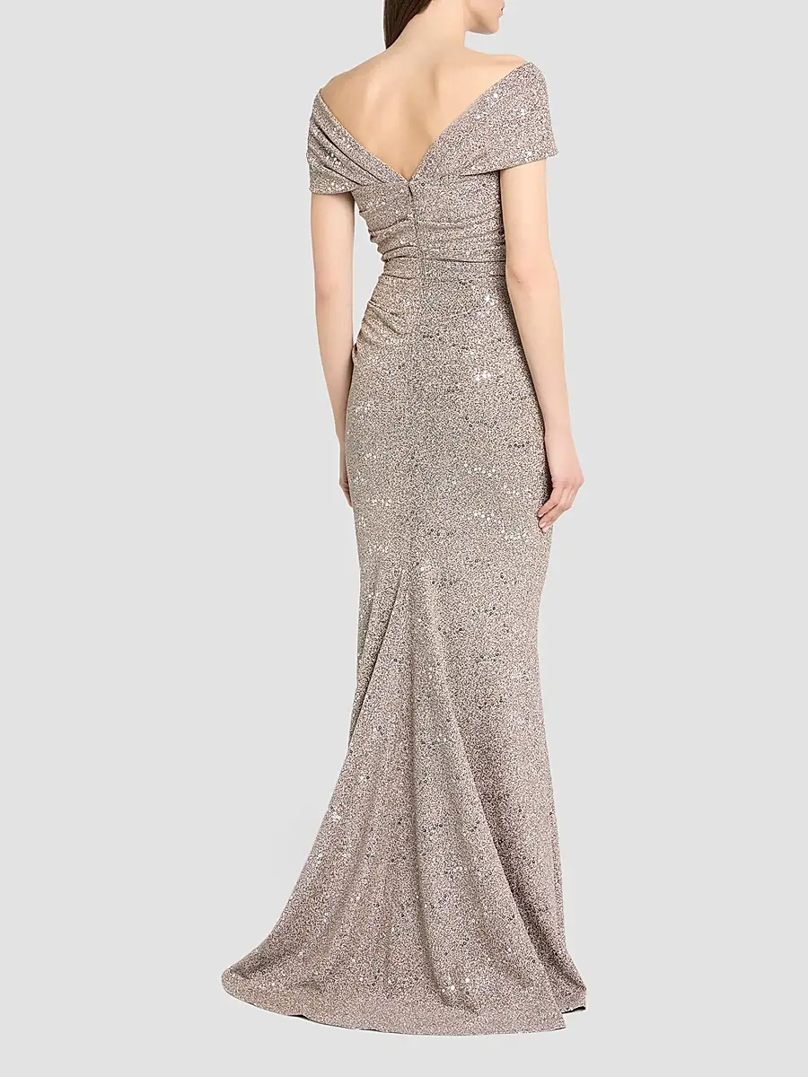 Talbot Runhof Women's Sequin Jersey Off-the-Shoulder Gown | Thumbnail 3 Talbot Runhof Women's Sequin Jersey Off-the-Shoulder Gown | Thumbnail 3