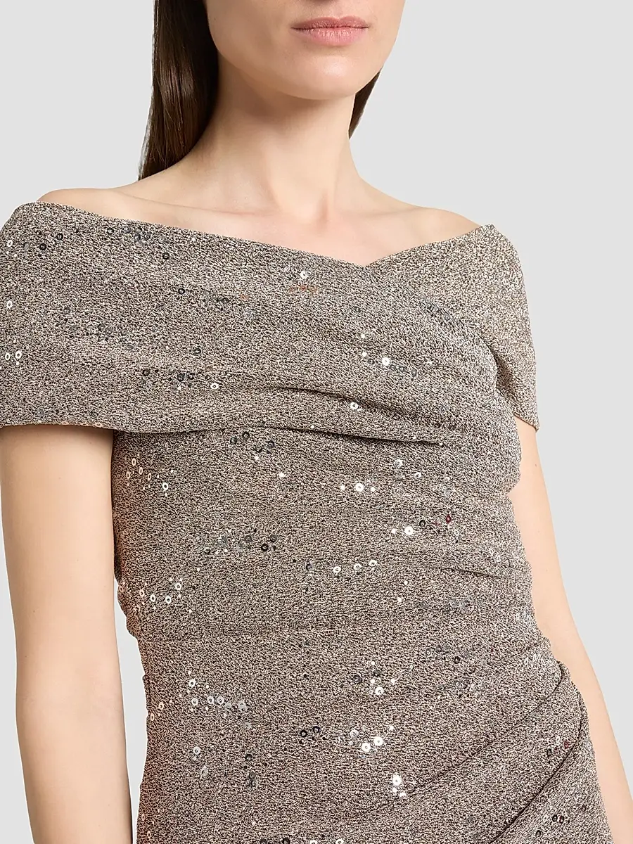 Talbot Runhof Women's Sequin Jersey Off-the-Shoulder Gown | Thumbnail 5 Talbot Runhof Women's Sequin Jersey Off-the-Shoulder Gown | Thumbnail 5