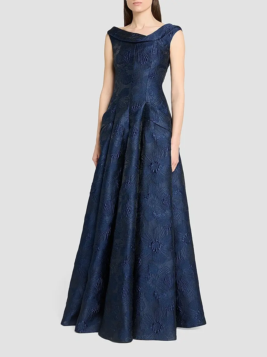 Talbot Runhof Women's Floral Jacquard Ballgown | Thumbnail 4