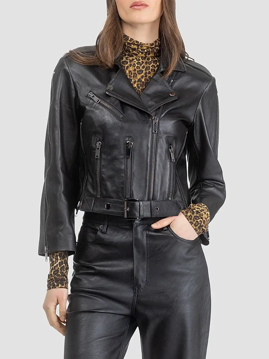 Gorski Women's Select Leather Moto Jacket | Thumbnail 3 Gorski Women's Select Leather Moto Jacket | Thumbnail 3