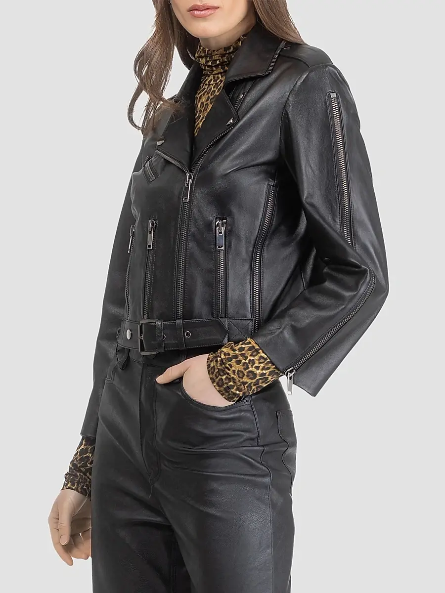 Gorski Women's Select Leather Moto Jacket | Thumbnail 4 Gorski Women's Select Leather Moto Jacket | Thumbnail 4