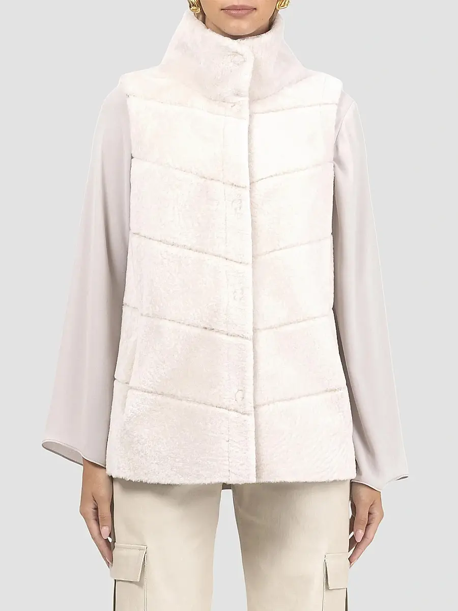 Gorski Women's Reversible Textured Shearling Lamb Vest | Thumbnail 3 Gorski Women's Reversible Textured Shearling Lamb Vest | Thumbnail 3