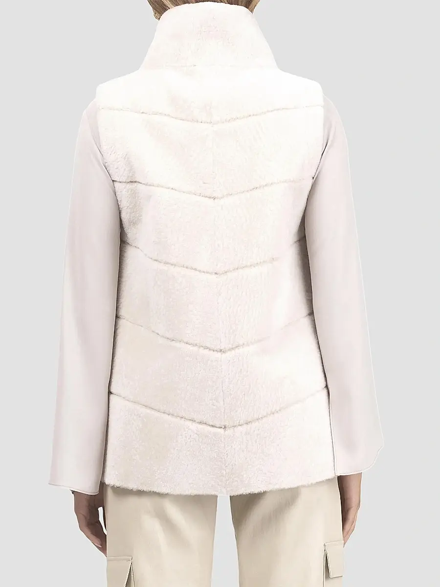 Gorski Women's Reversible Textured Shearling Lamb Vest | Thumbnail 5 Gorski Women's Reversible Textured Shearling Lamb Vest | Thumbnail 5