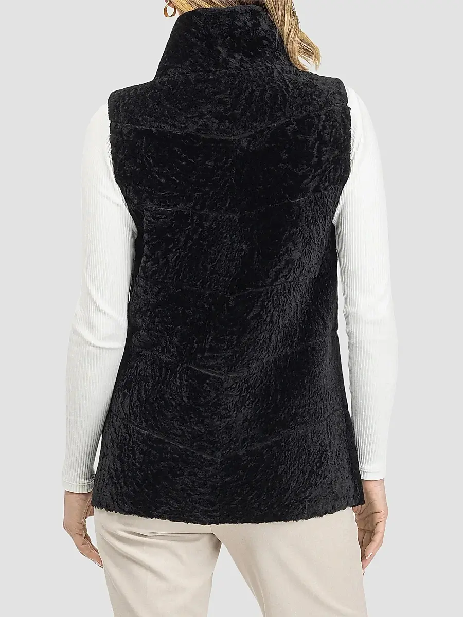 Gorski Women's Reversible Textured Shearling Lamb Vest | Thumbnail 6 Gorski Women's Reversible Textured Shearling Lamb Vest | Thumbnail 6