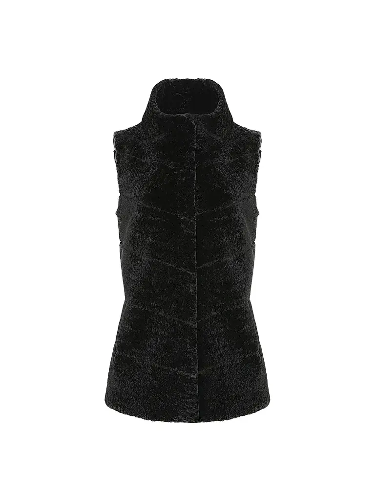 Gorski Women's Reversible Textured Shearling Lamb Vest - Black - Size Small | Image 1 Gorski Women's Reversible Textured Shearling Lamb Vest - Black - Size Small | Image 1