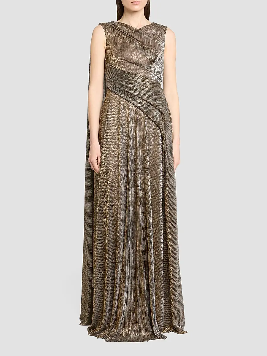 Talbot Runhof Women's Metallic Voile Gown | Thumbnail 2 Talbot Runhof Women's Metallic Voile Gown | Thumbnail 2