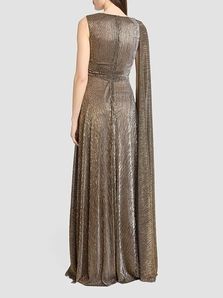 Talbot Runhof Women's Metallic Voile Gown | Thumbnail 3 Talbot Runhof Women's Metallic Voile Gown | Thumbnail 3