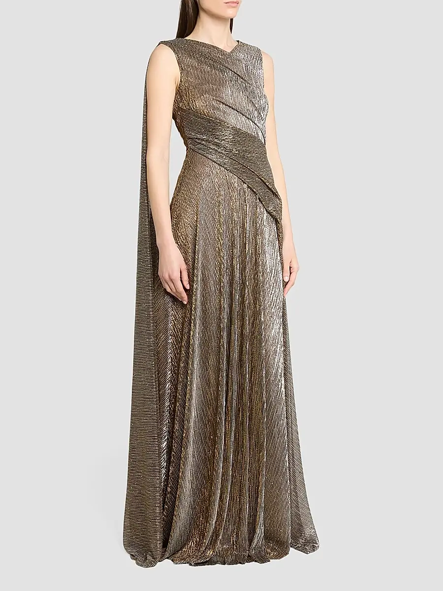 Talbot Runhof Women's Metallic Voile Gown | Thumbnail 4 Talbot Runhof Women's Metallic Voile Gown | Thumbnail 4