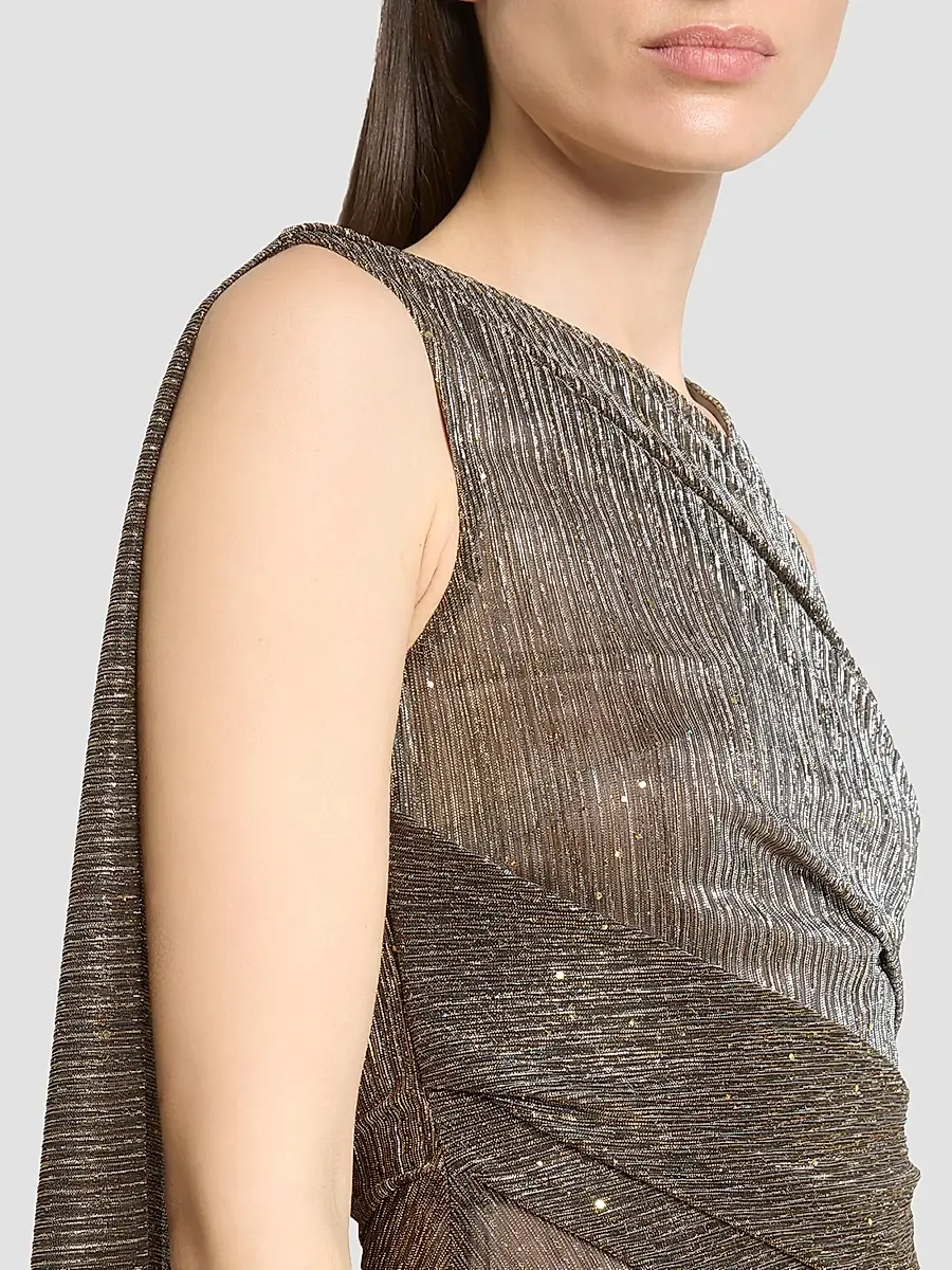 Talbot Runhof Women's Metallic Voile Gown | Thumbnail 5 Talbot Runhof Women's Metallic Voile Gown | Thumbnail 5