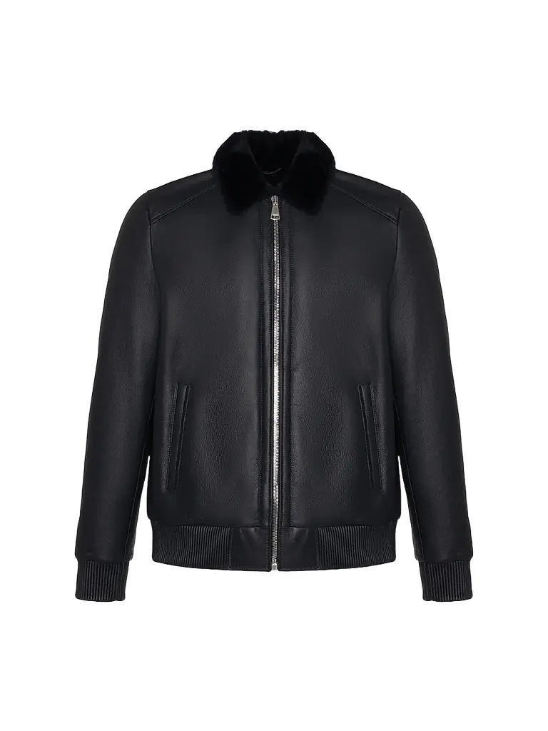Gorski Men's Merino Shearling Lamb Jacket - Dark Blue | Image 1 Gorski Men's Merino Shearling Lamb Jacket - Dark Blue | Image 1