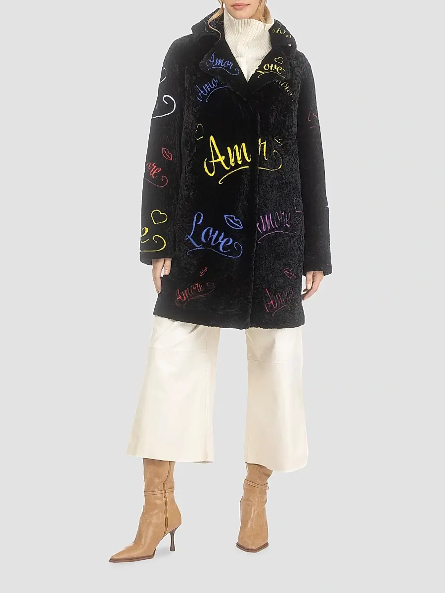 Gorski Women's Select Shearling Lamb Embroidered Love Stroller | Thumbnail 2 Gorski Women's Select Shearling Lamb Embroidered Love Stroller | Thumbnail 2
