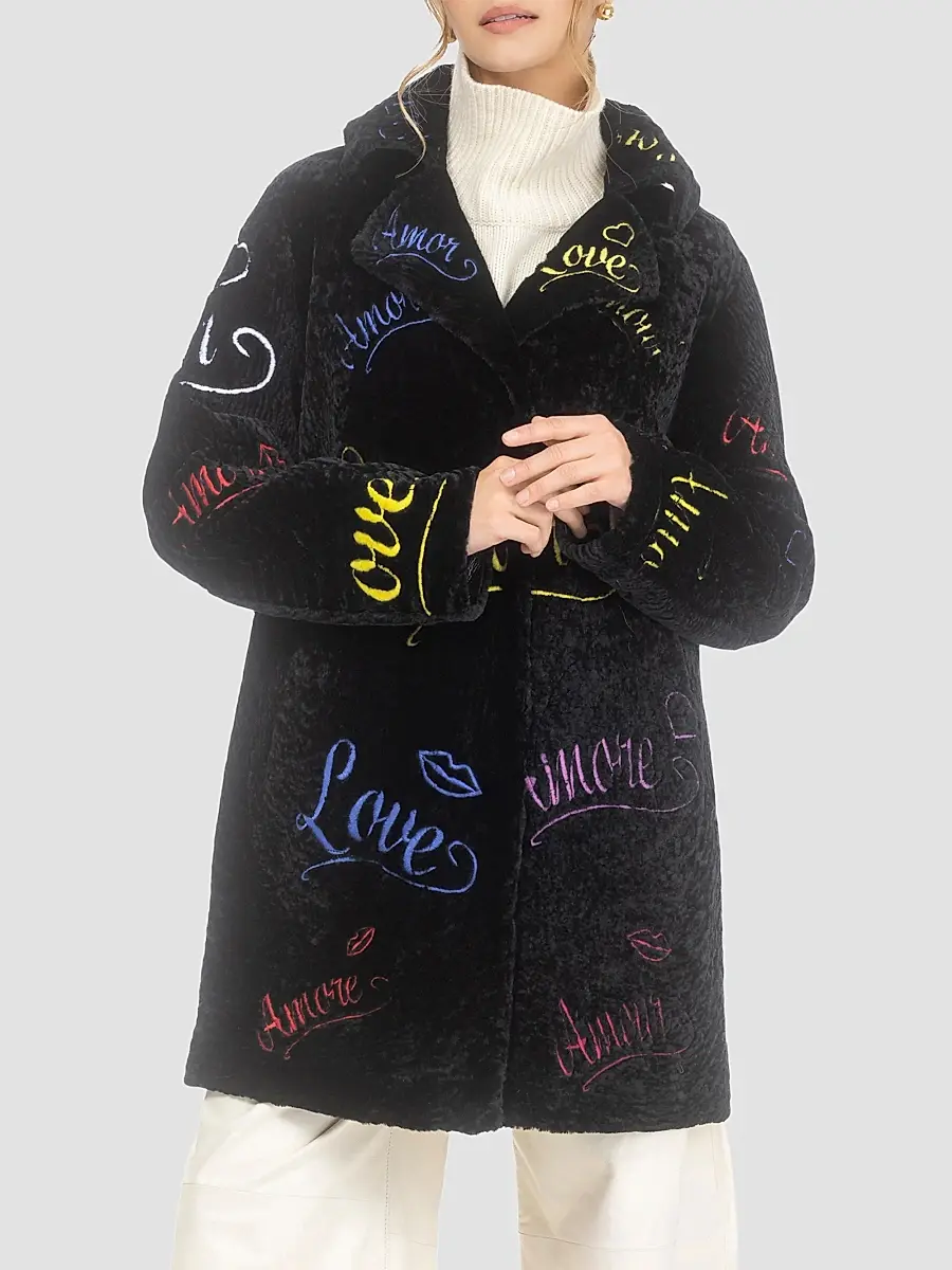 Gorski Women's Select Shearling Lamb Embroidered Love Stroller | Thumbnail 3 Gorski Women's Select Shearling Lamb Embroidered Love Stroller | Thumbnail 3