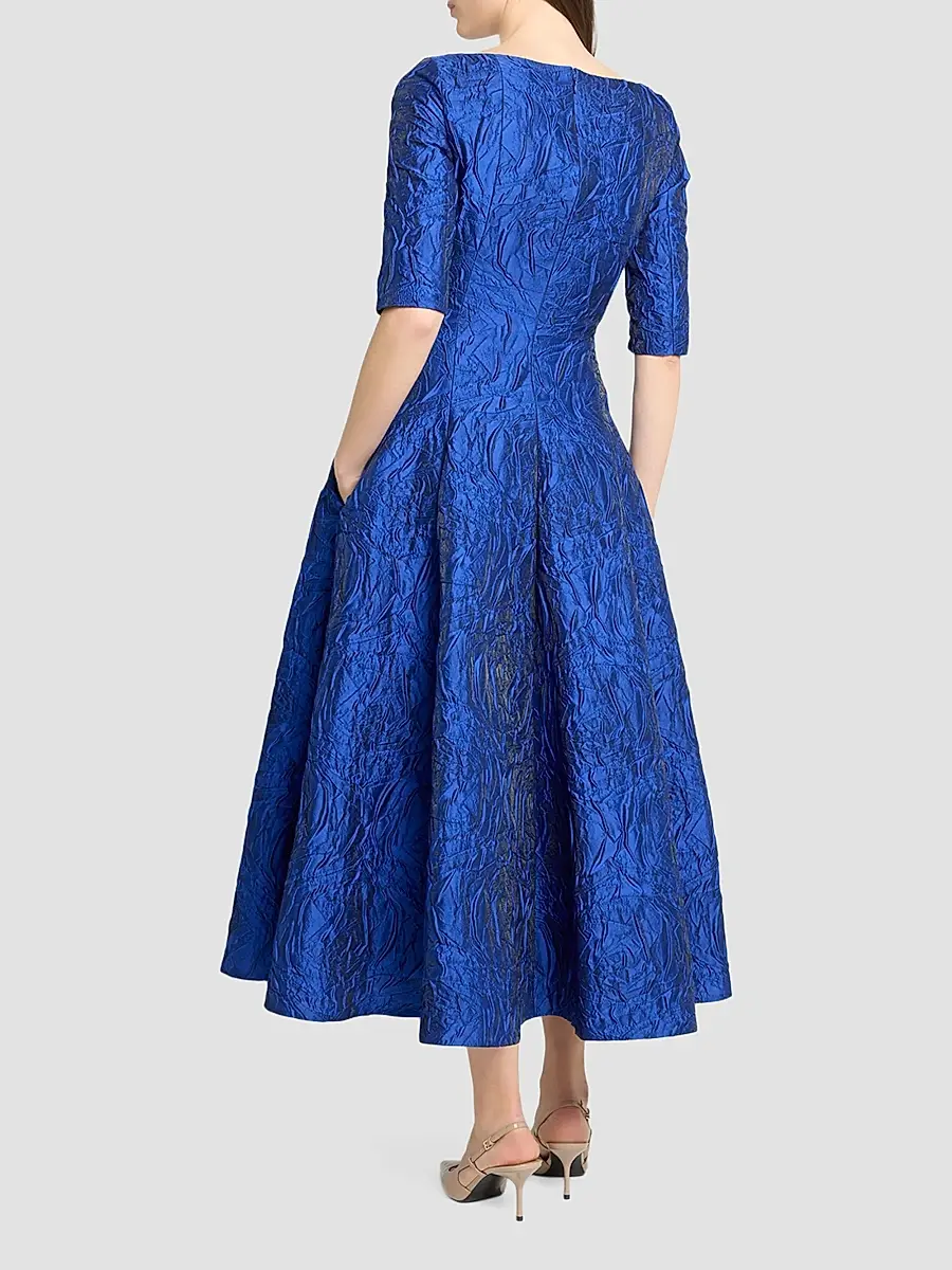 Talbot Runhof Women's Textured Jacquard Boatneck Cocktail Dress | Thumbnail 3 Talbot Runhof Women's Textured Jacquard Boatneck Cocktail Dress | Thumbnail 3