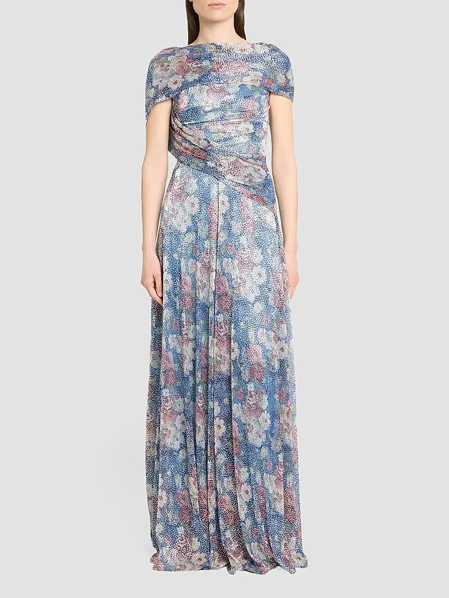 Talbot Runhof Women's Floral Metallic Voile Gown | Thumbnail 2 Talbot Runhof Women's Floral Metallic Voile Gown | Thumbnail 2