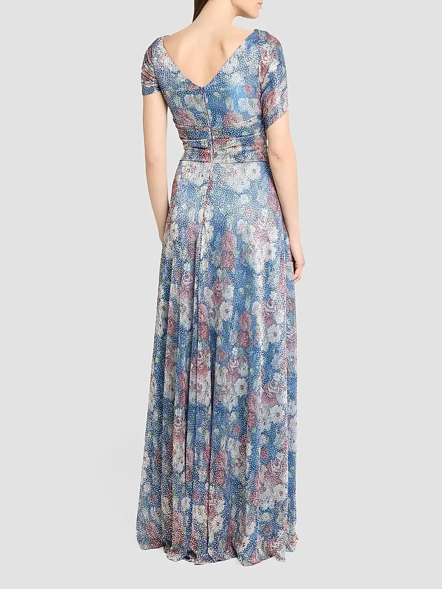 Talbot Runhof Women's Floral Metallic Voile Gown | Thumbnail 3 Talbot Runhof Women's Floral Metallic Voile Gown | Thumbnail 3