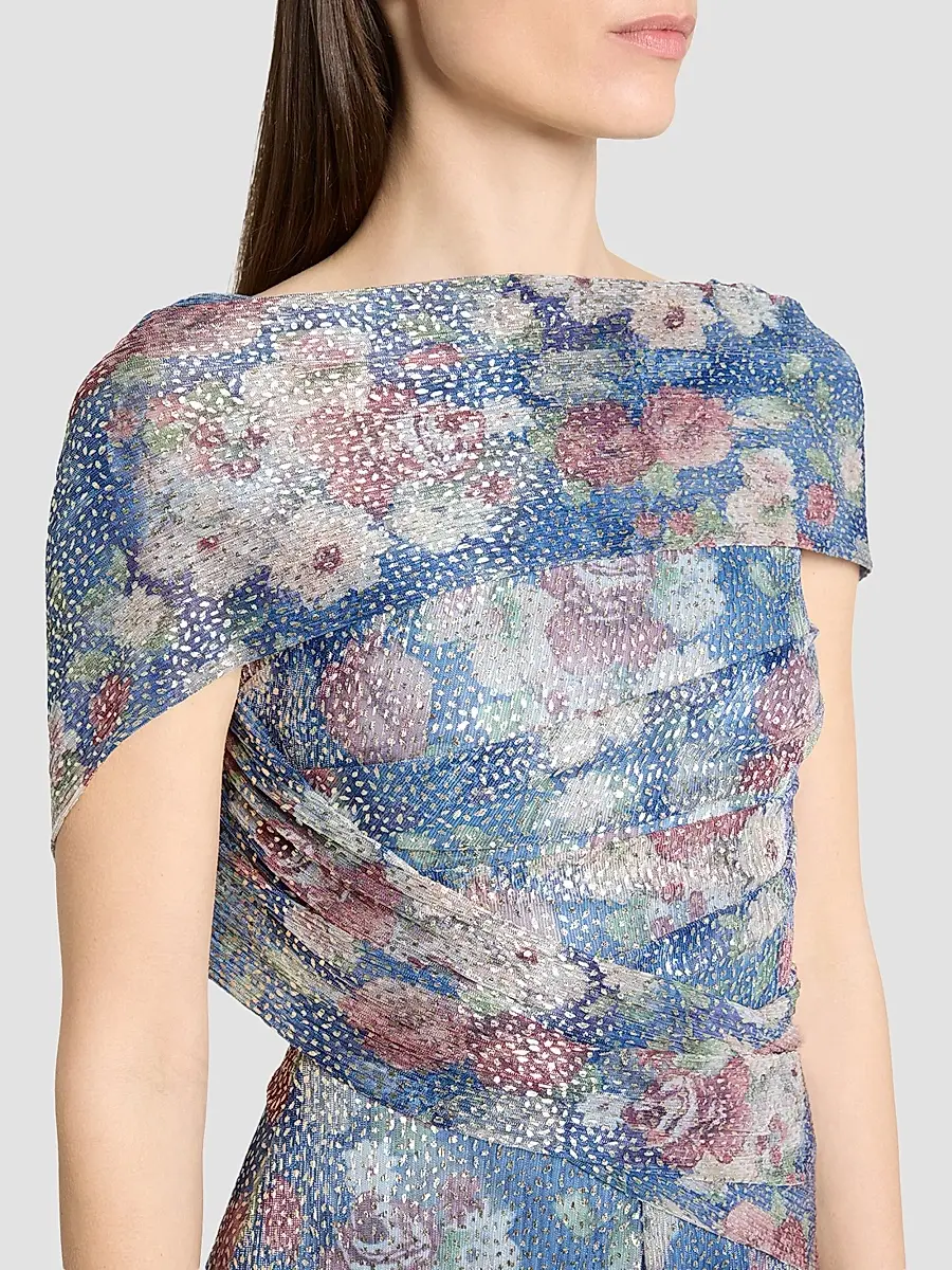 Talbot Runhof Women's Floral Metallic Voile Gown | Thumbnail 5 Talbot Runhof Women's Floral Metallic Voile Gown | Thumbnail 5