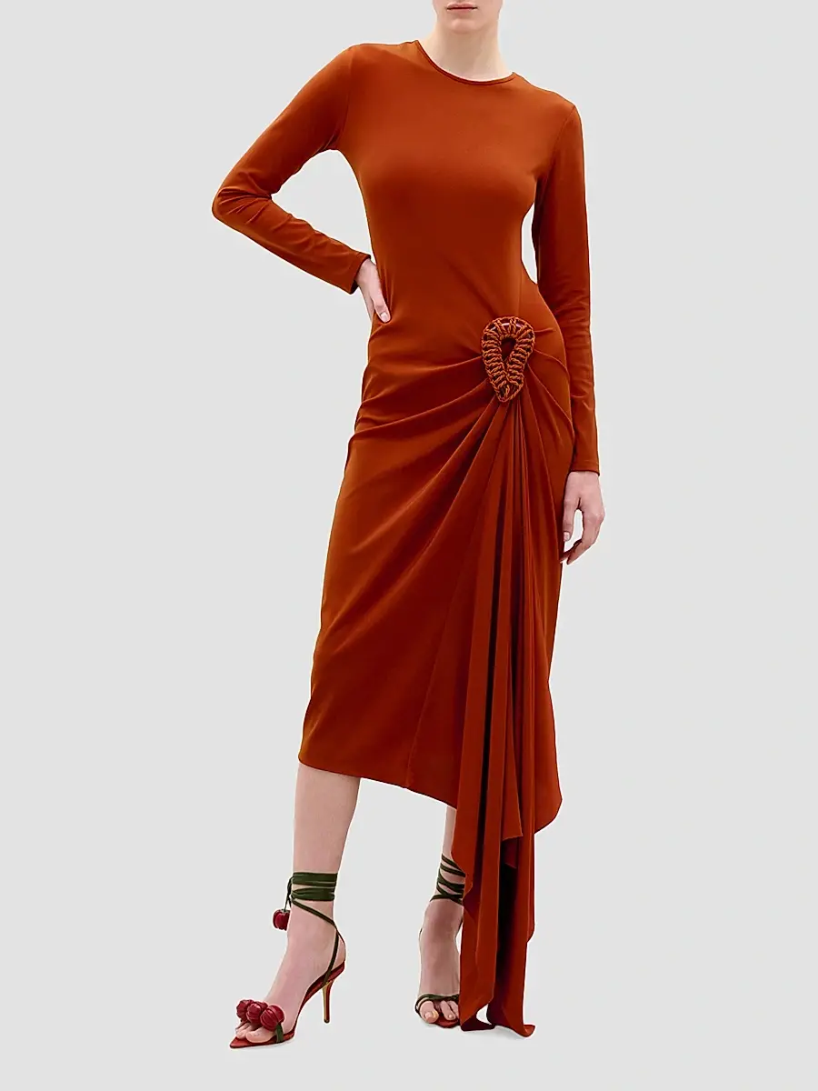 Silvia Tcherassi Women's Ananya Draped Jersey Midi Dress | Thumbnail 2
