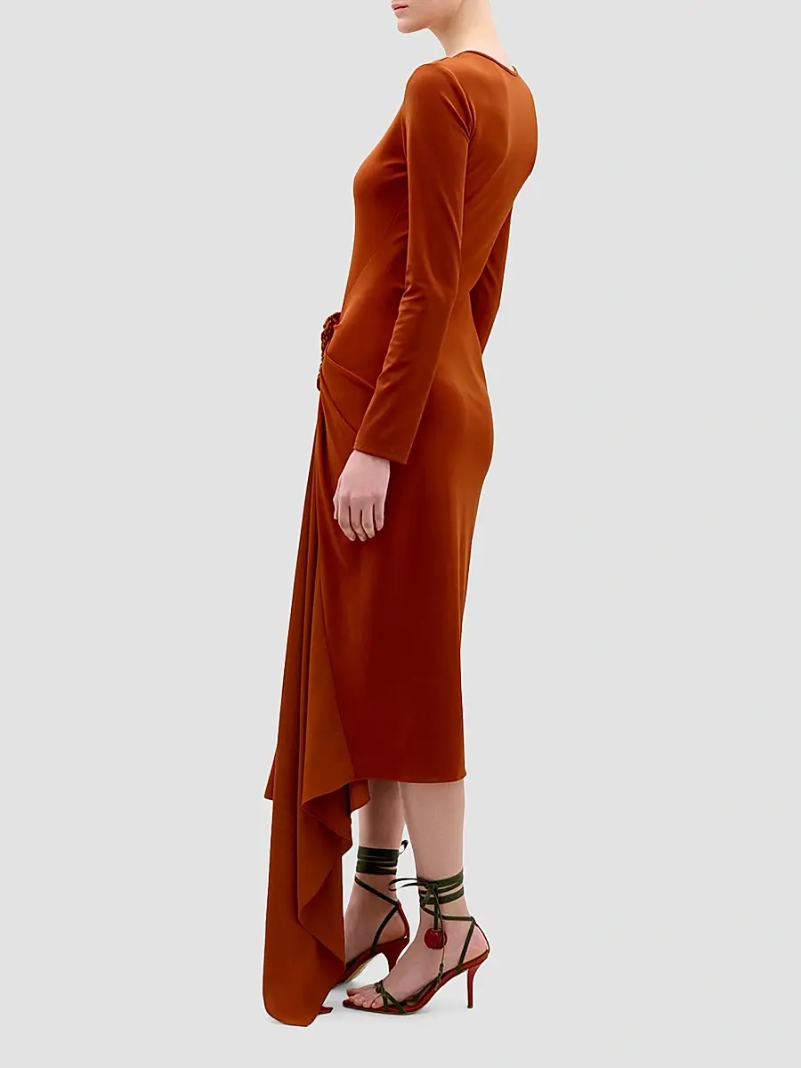 Silvia Tcherassi Women's Ananya Draped Jersey Midi Dress | Thumbnail 3