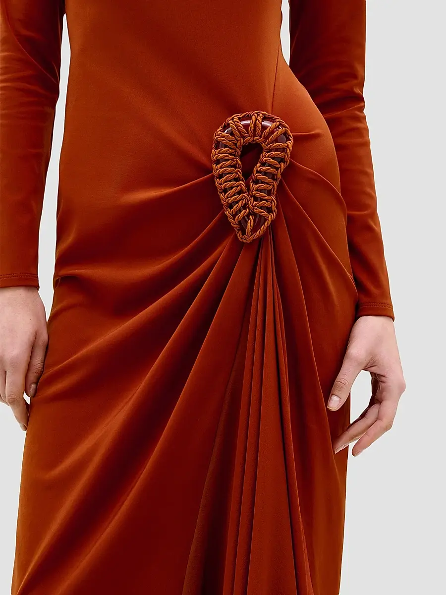 Silvia Tcherassi Women's Ananya Draped Jersey Midi Dress | Thumbnail 4