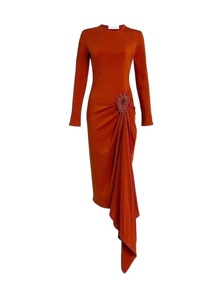 Silvia Tcherassi Women's Ananya Draped Jersey Midi Dress - Terracota | Image 1 Silvia Tcherassi Women's Ananya Draped Jersey Midi Dress - Terracota | Image 1