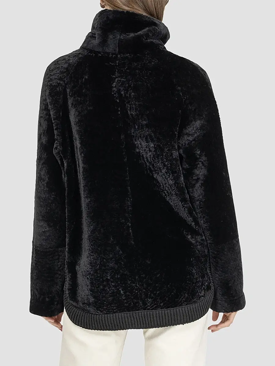 Gorski Women's Textured Shearling Lamb Zip Coat | Thumbnail 5 Gorski Women's Textured Shearling Lamb Zip Coat | Thumbnail 5