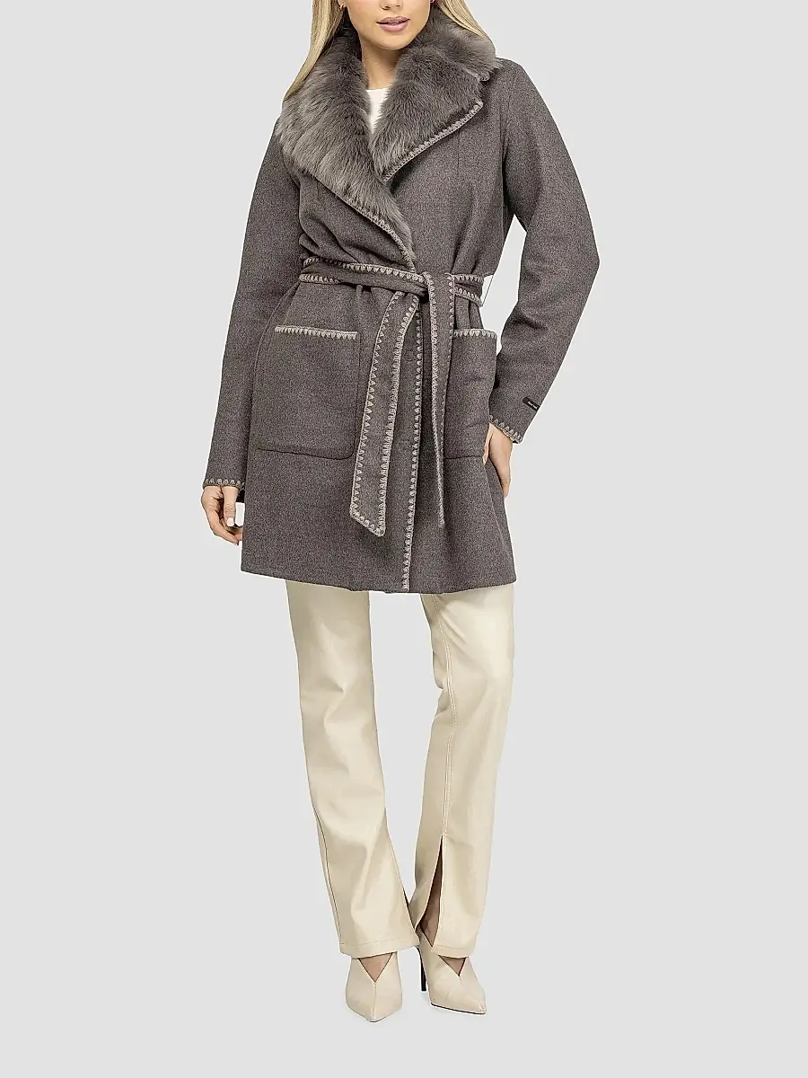 Gorski Women's Cashmere and Wool Stroller with Shearling Lamb Collar | Thumbnail 2 Gorski Women's Cashmere and Wool Stroller with Shearling Lamb Collar | Thumbnail 2