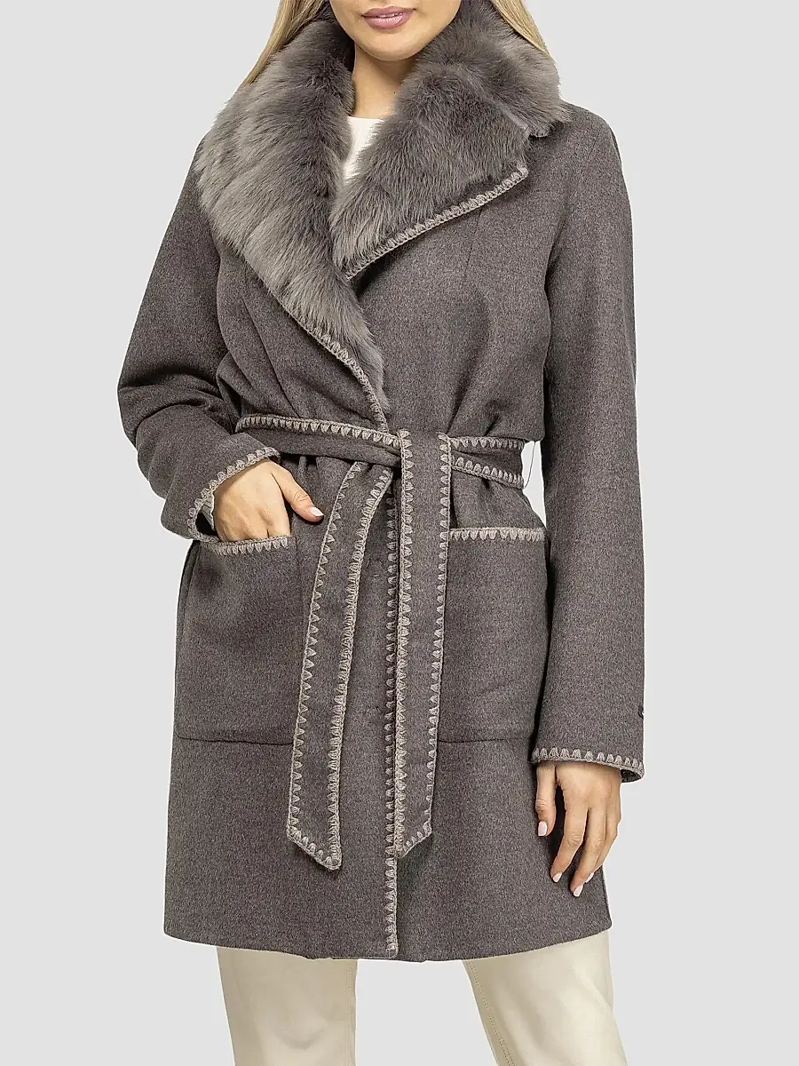 Gorski Women's Cashmere and Wool Stroller with Shearling Lamb Collar | Thumbnail 3 Gorski Women's Cashmere and Wool Stroller with Shearling Lamb Collar | Thumbnail 3