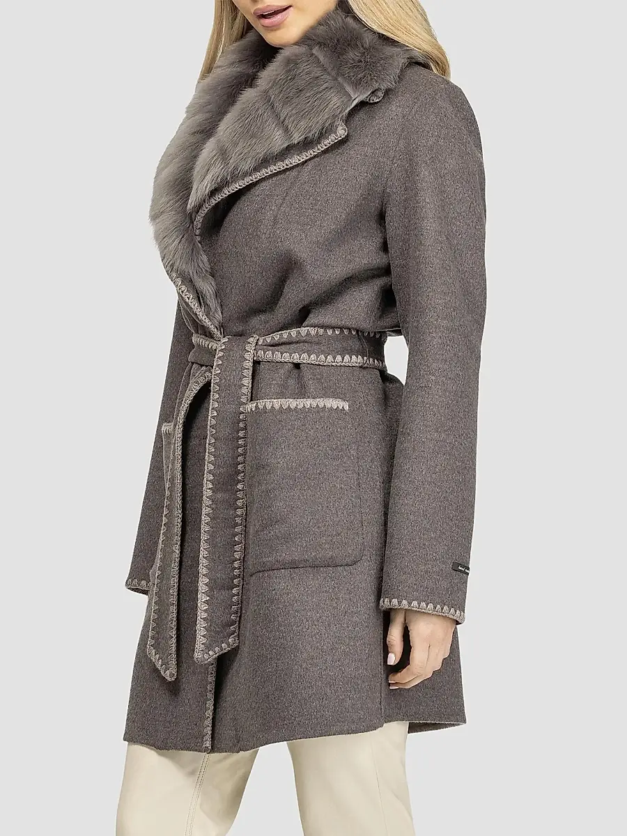 Gorski Women's Cashmere and Wool Stroller with Shearling Lamb Collar | Thumbnail 4 Gorski Women's Cashmere and Wool Stroller with Shearling Lamb Collar | Thumbnail 4