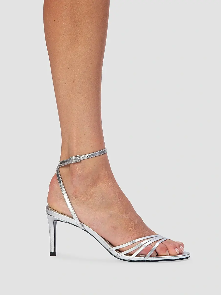 Black Suede Studio Women's Ella 70MM Metallic Sandals | Thumbnail 5