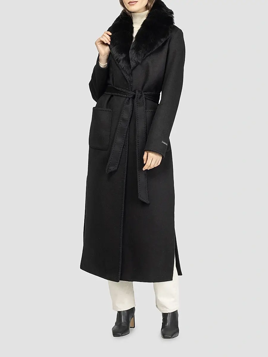 Gorski Women's Cashmere and Wool Coat with Detachable Collar - Black | Thumbnail 2 Gorski Women's Cashmere and Wool Coat with Detachable Collar - Black | Thumbnail 2
