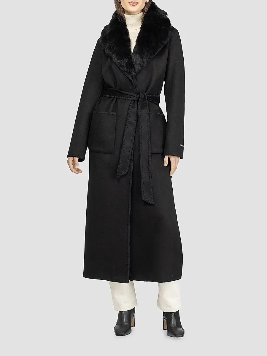 Gorski Women's Cashmere and Wool Coat with Detachable Collar - Black | Thumbnail 3 Gorski Women's Cashmere and Wool Coat with Detachable Collar - Black | Thumbnail 3