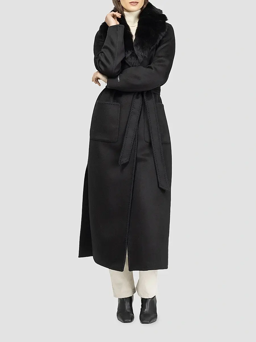 Gorski Women's Cashmere and Wool Coat with Detachable Collar - Black | Thumbnail 5 Gorski Women's Cashmere and Wool Coat with Detachable Collar - Black | Thumbnail 5